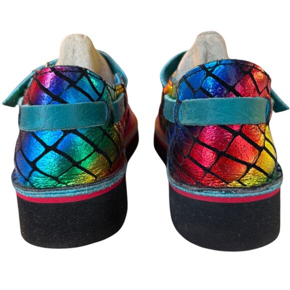 Soletech Painted Style Sandals w Flowers Iridescent Rainbow size 8(?) Pls Read! - Picture 6 of 15
